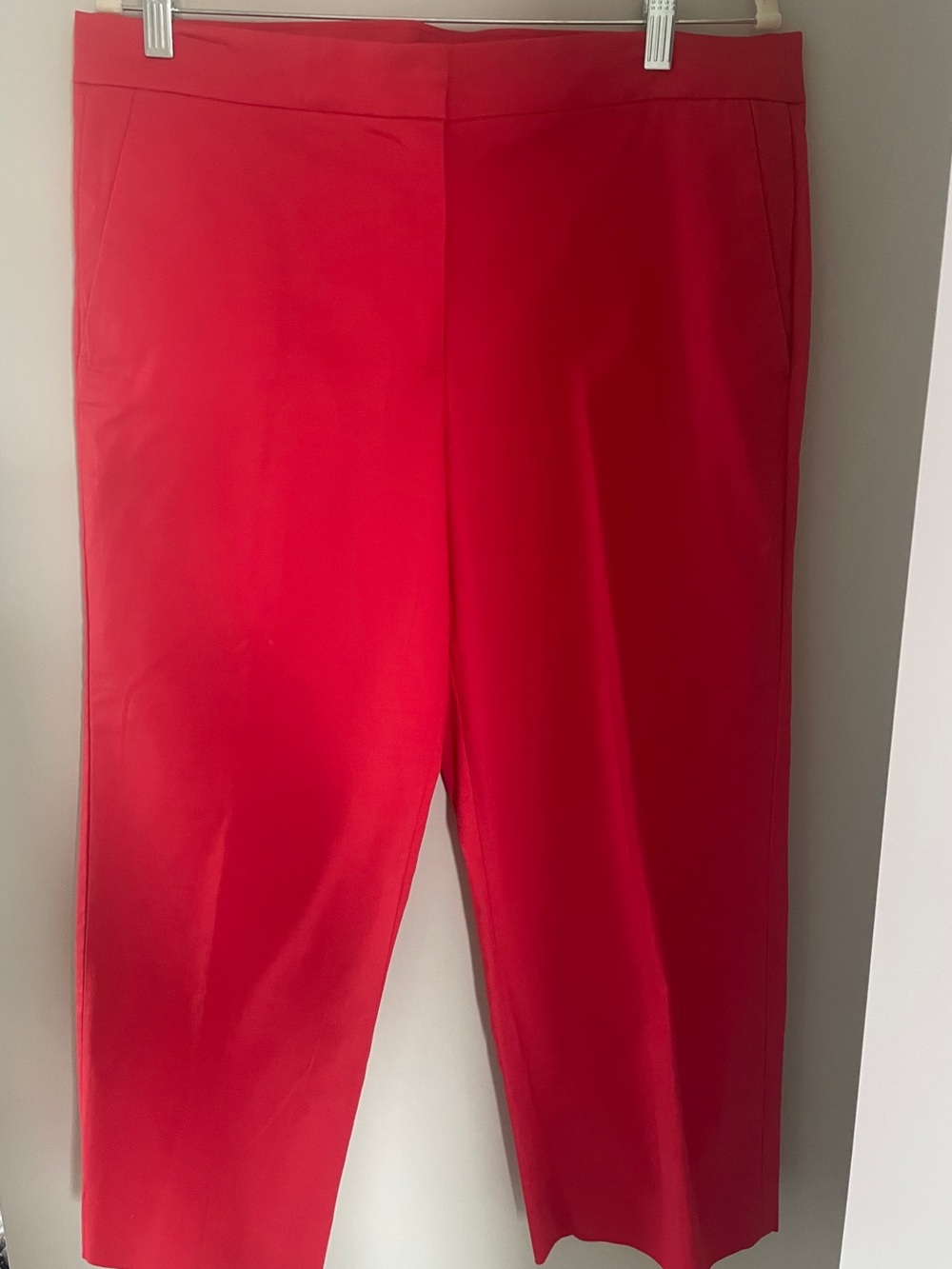 J. Crew Red Cropped Straight-Leg Ponte Pants